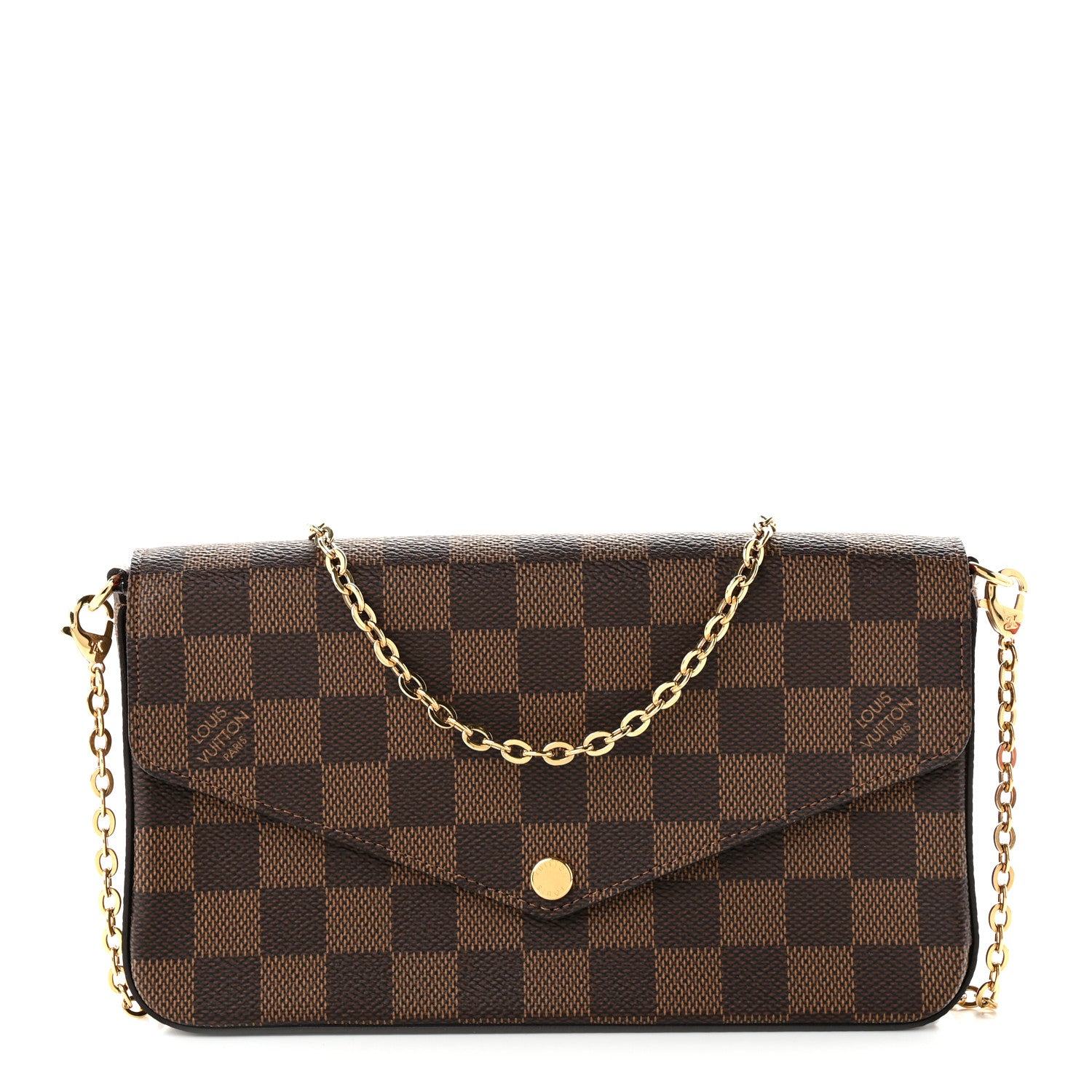 Louis Vuitton Damier Ebene Pochette Felicie Chain Wallet 1 of 11