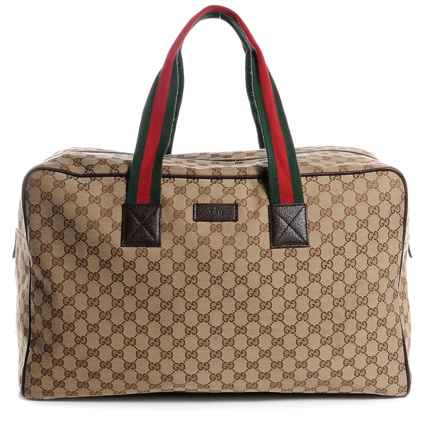 GG Monogram Web Large Collapsible Carry On Duffle Beige Brown