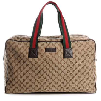 Gucci GG Monogram Web Large Collapsible Carry On Duffle Beige Brown 1 of 7
