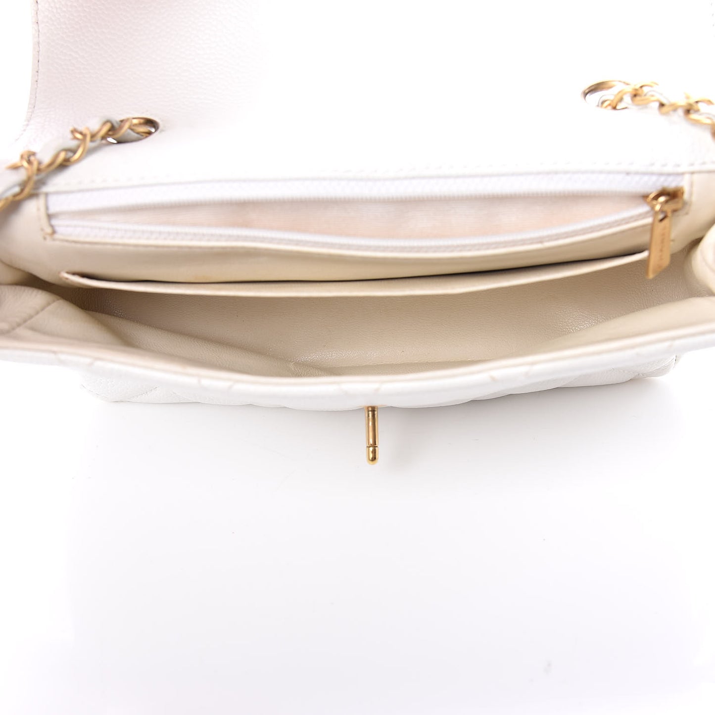 Caviar Quilted Wood CC Single Flap White
