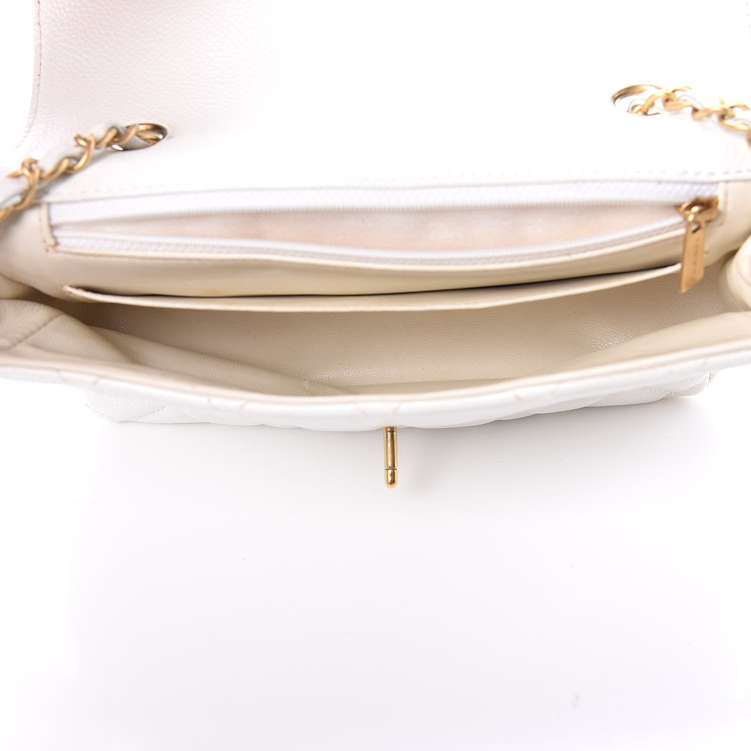 Chanel Caviar Quilted Wood CC Single Flap White 8 of 10