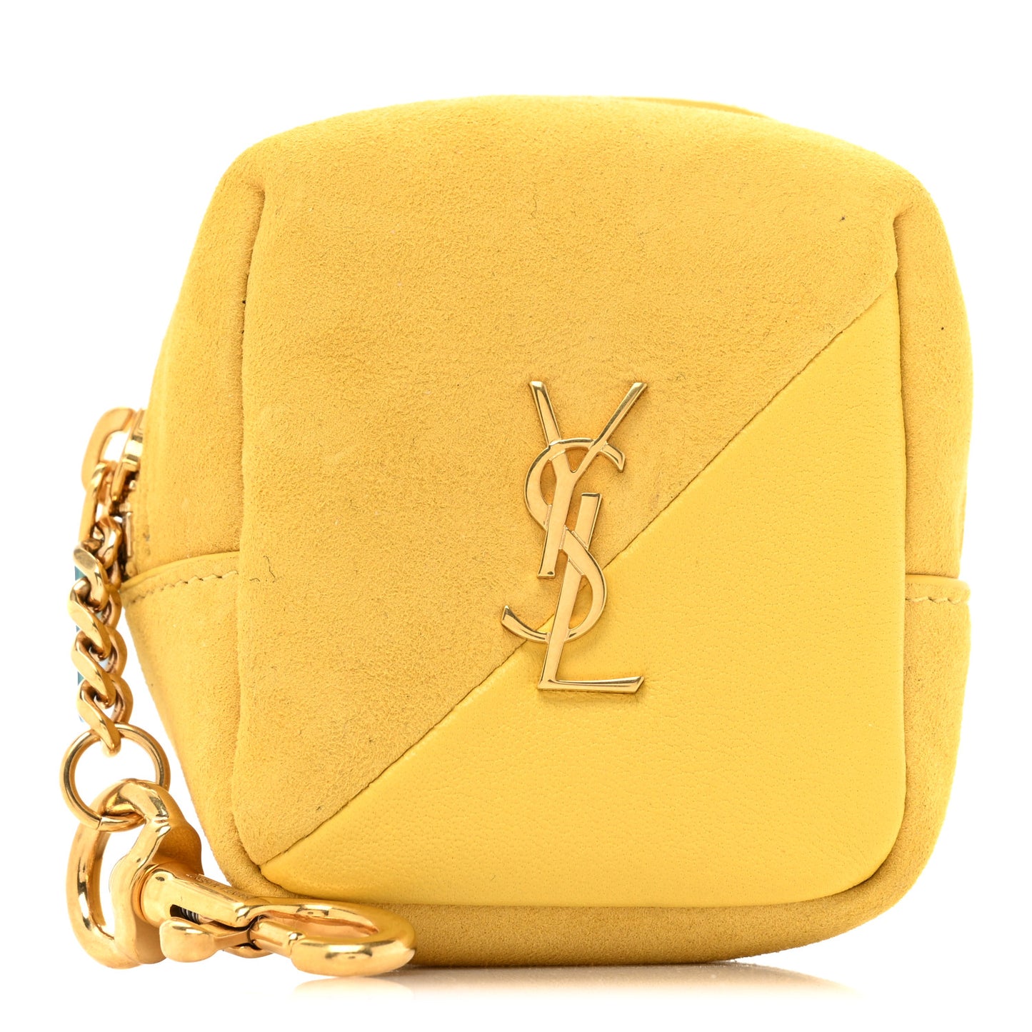 Suede Lambskin Jaime Cube Charm Keychain Sunflower