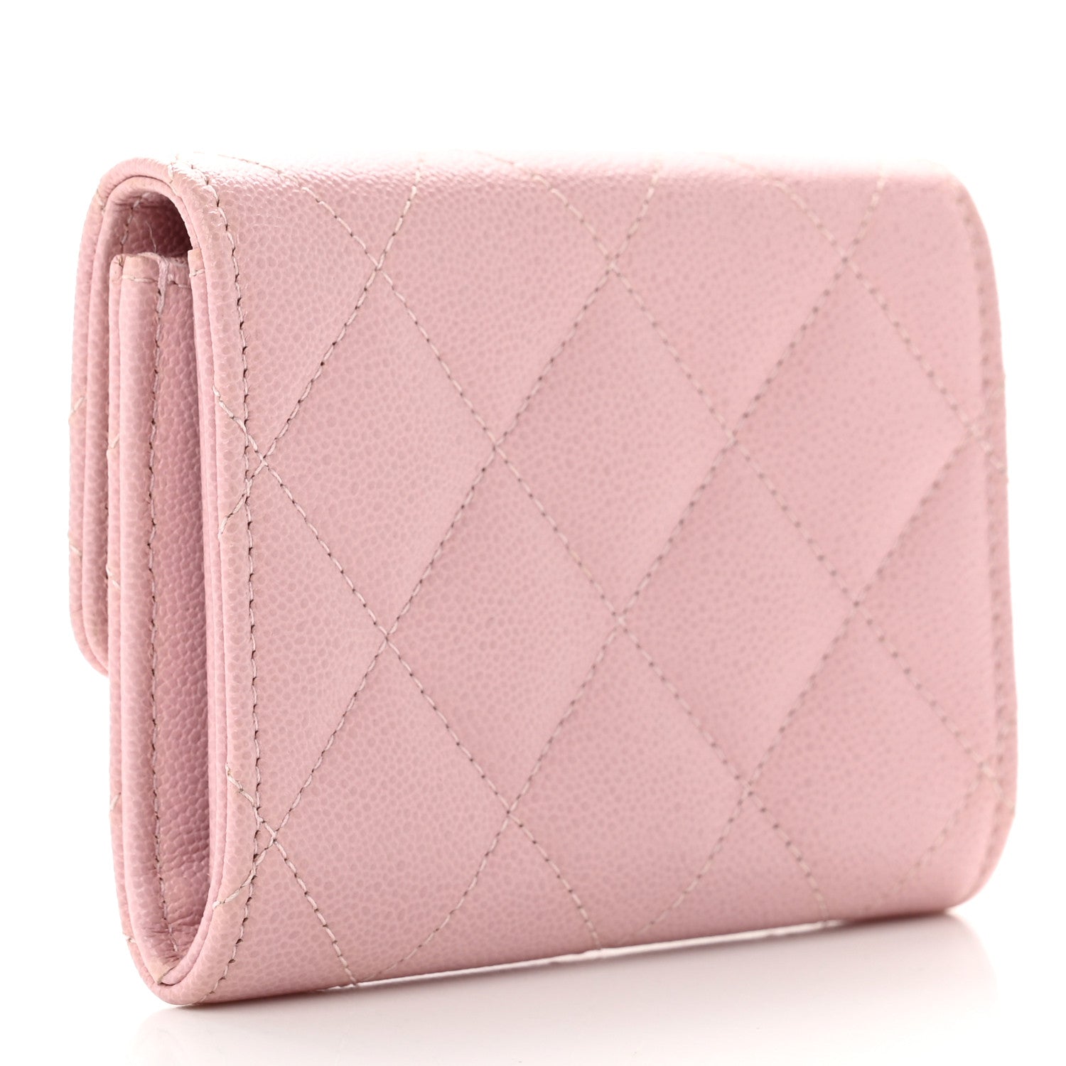 Chanel Caviar Quilted Studded CC Flap Card Holder Light Pink 3 of 8