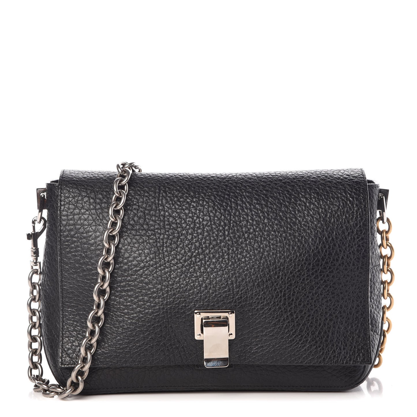 Pebbled Calfskin Small Courier Black