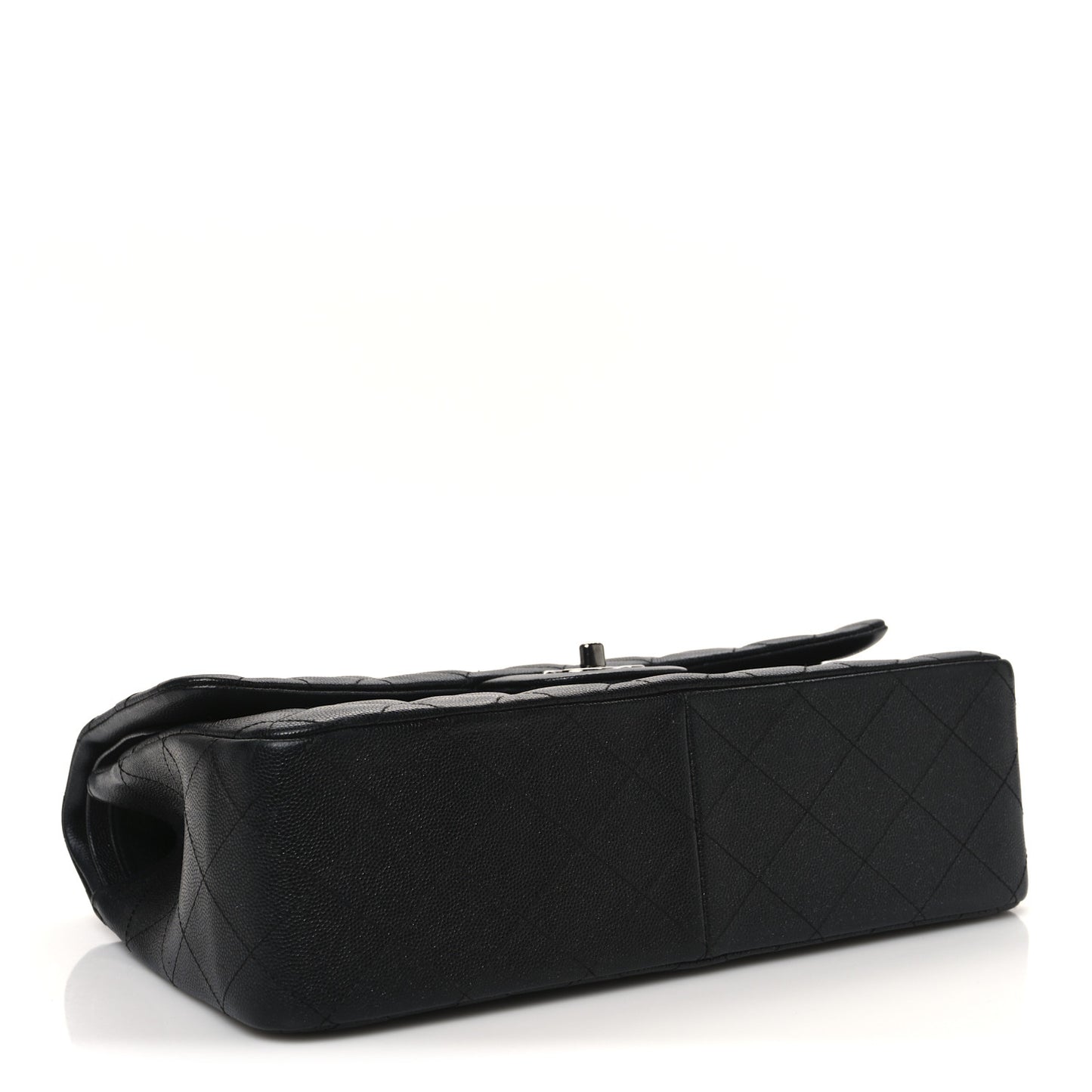 Iridescent Caviar Quilted Jumbo Double Flap Black