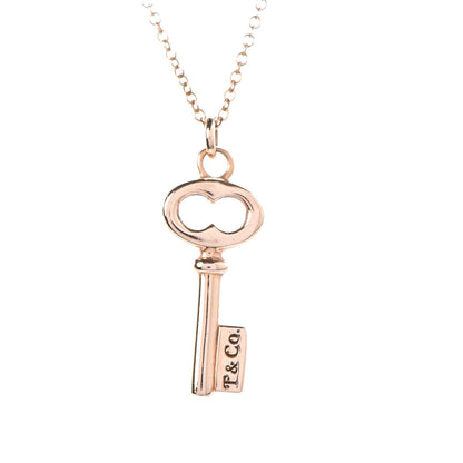 Tiffany 18K Rose Gold Mini Key Pendant Necklace 4 of 8