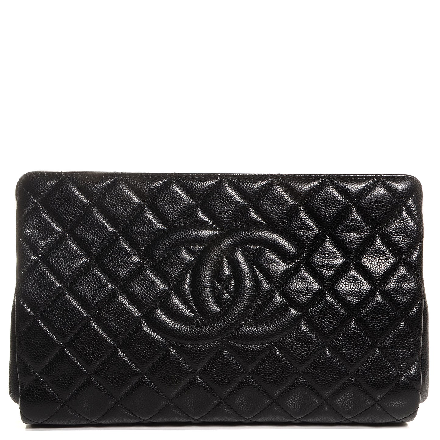 Caviar Quilted CC Large Clutch Black