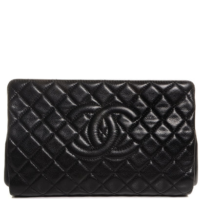 Chanel Caviar Quilted CC Large Clutch Black 1 of 7