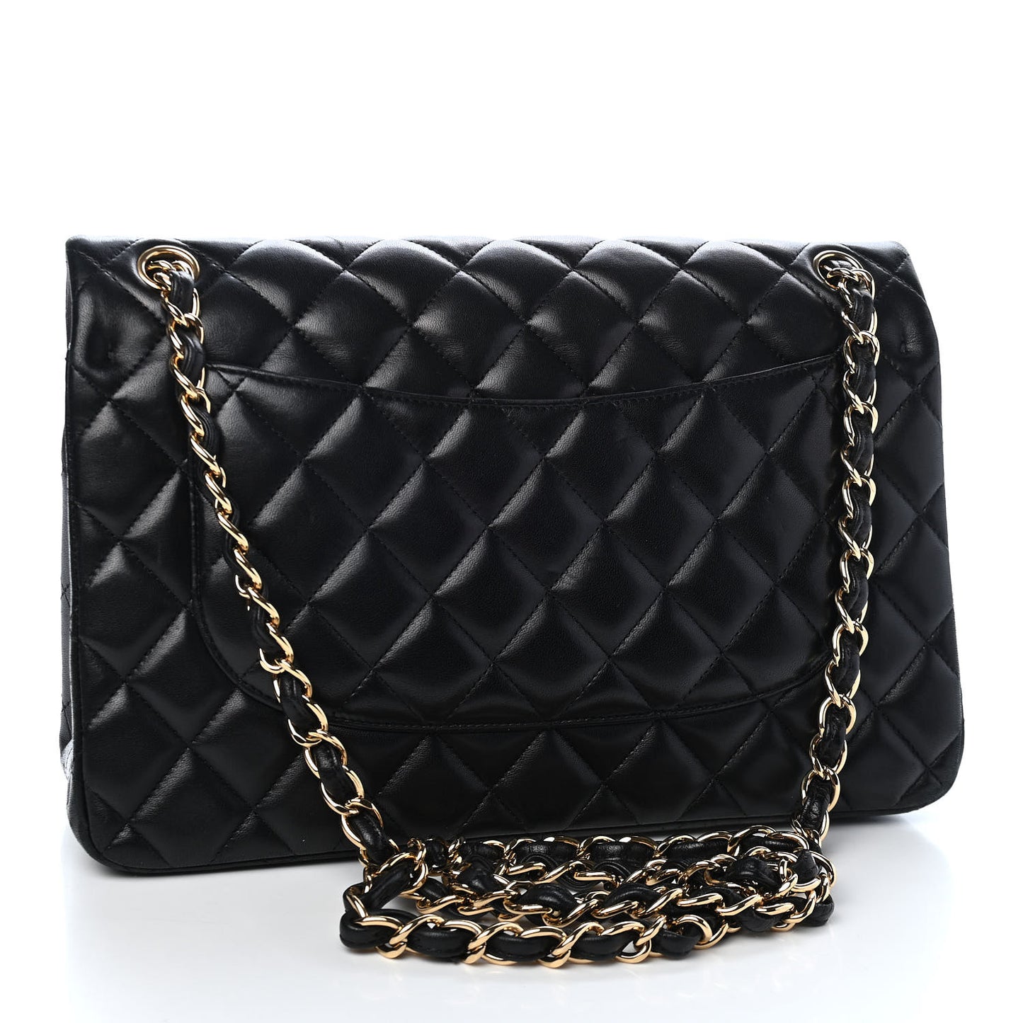 Lambskin Quilted Jumbo Double Flap Black