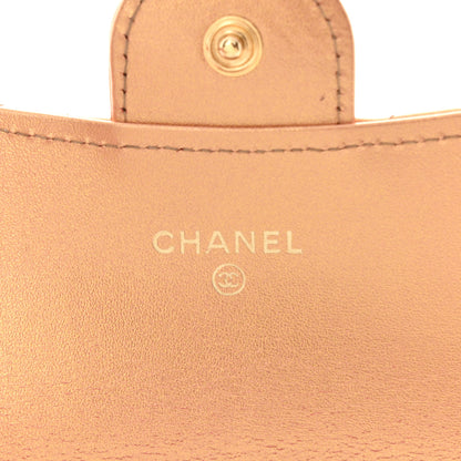 Chanel Metallic Lambskin Quilted Flap Card Holder Wallet Golden 6 of 11
