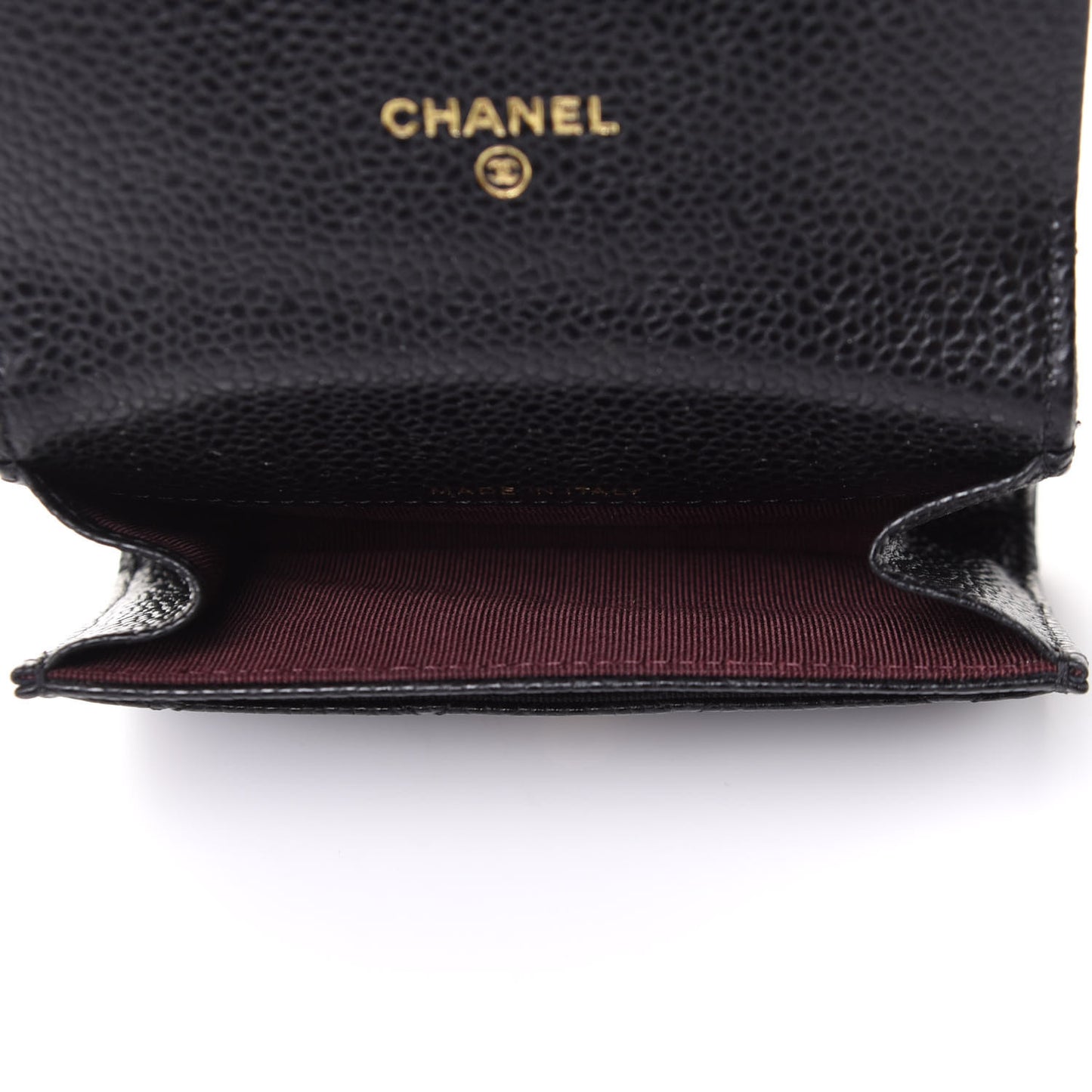 Caviar Quilted Flap Card Holder Wallet Black