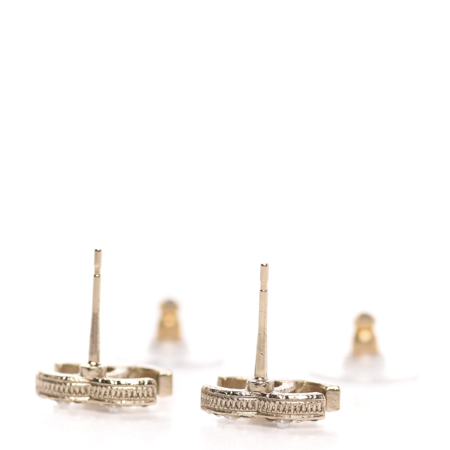 Chanel Crystal Pearl CC Earrings Gold 4 of 5