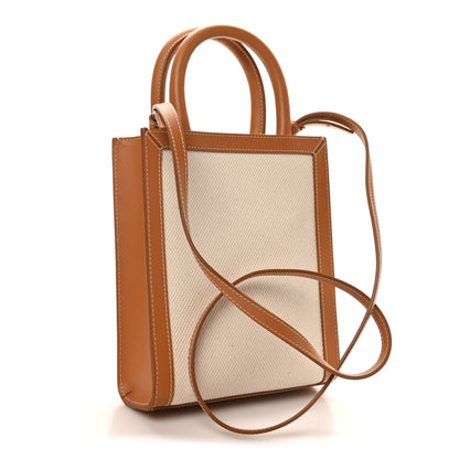 Celine Canvas Calfskin Mini Vertical Cabas Natural Tan 3 of 9