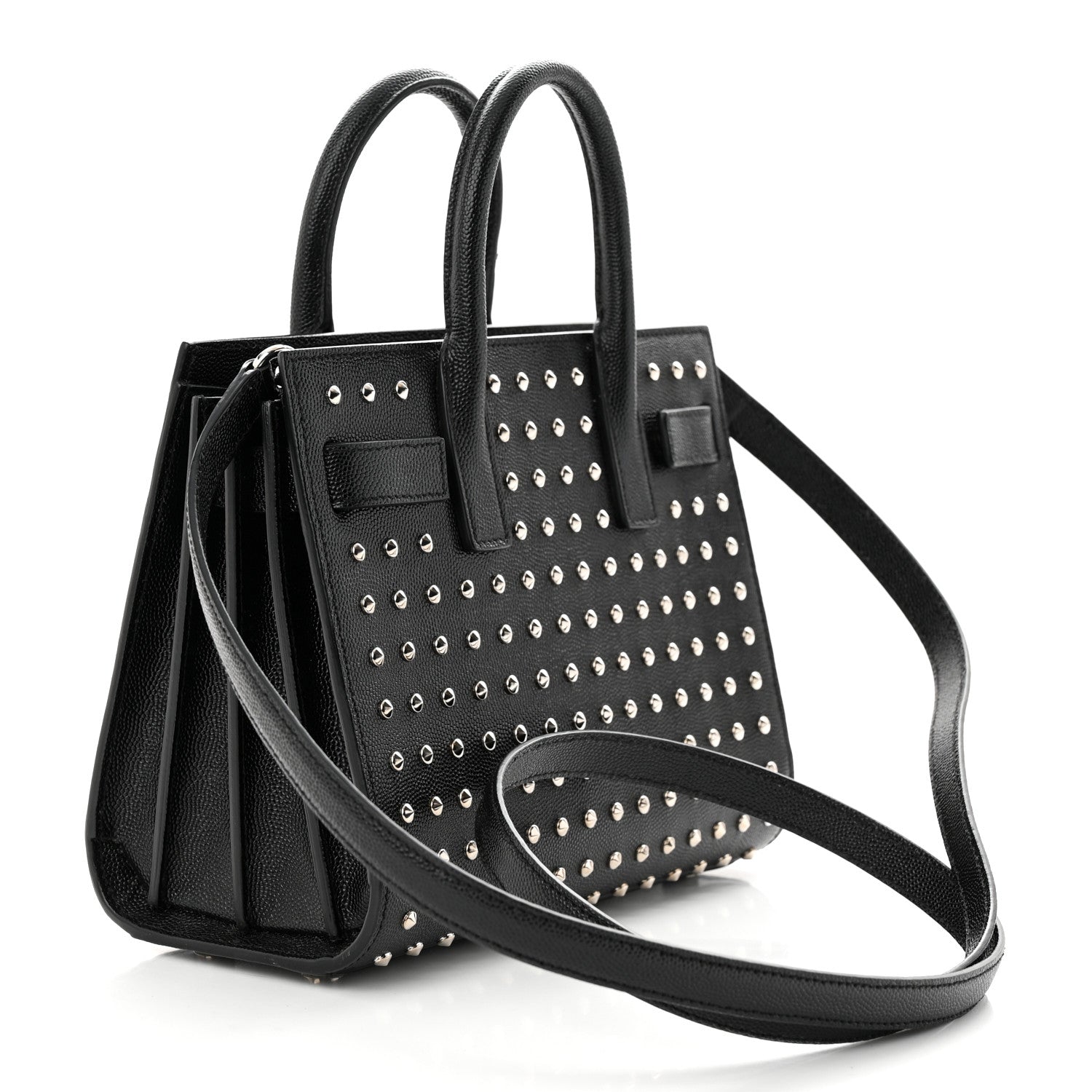 Saint Laurent Calfskin Studded Nano Sac De Jour Black 3 of 9