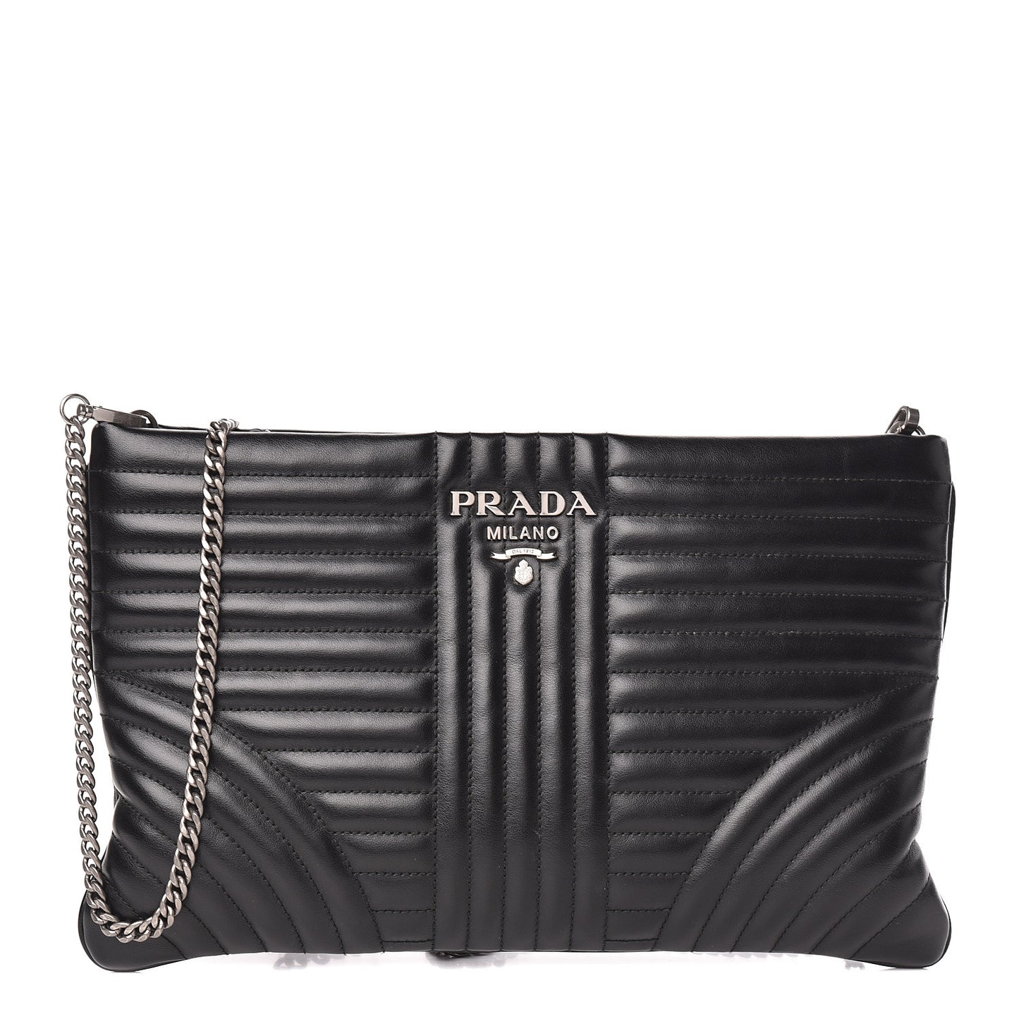 Soft Calfskin Impunture Diagramme Clutch Black