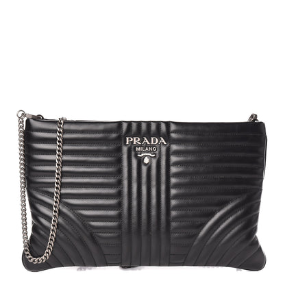 Prada Soft Calfskin Impunture Diagramme Clutch Black 1 of 9