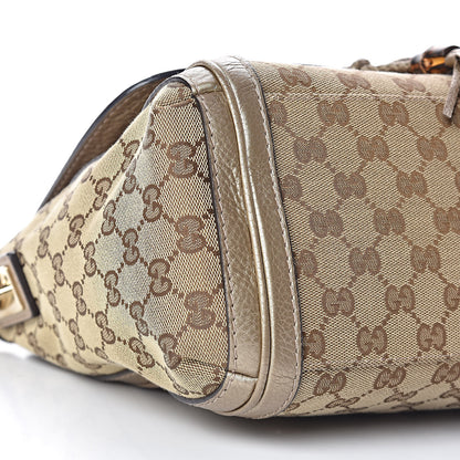 Gucci Monogram Calfskin Medium Bella Flap Bag Beige Ebony Champagne 9 of 10