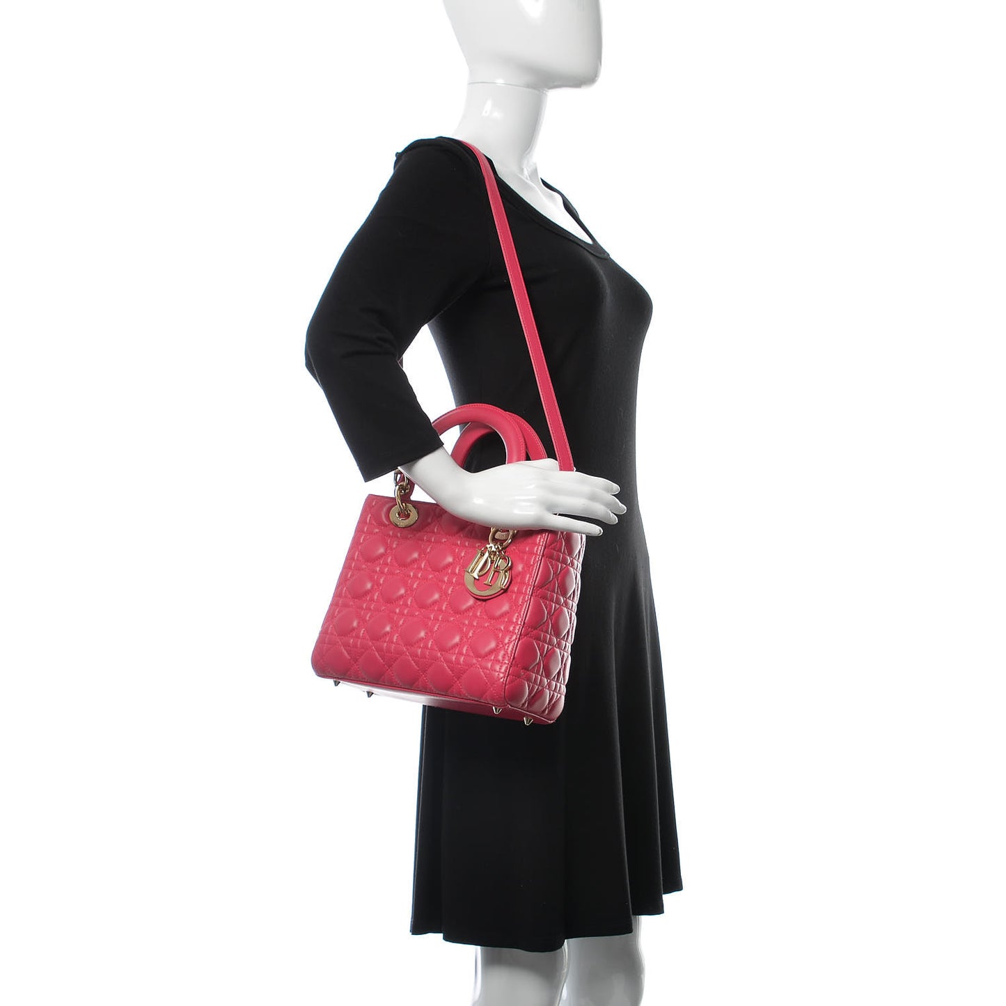 Lambskin Cannage Medium Lady Dior Pink