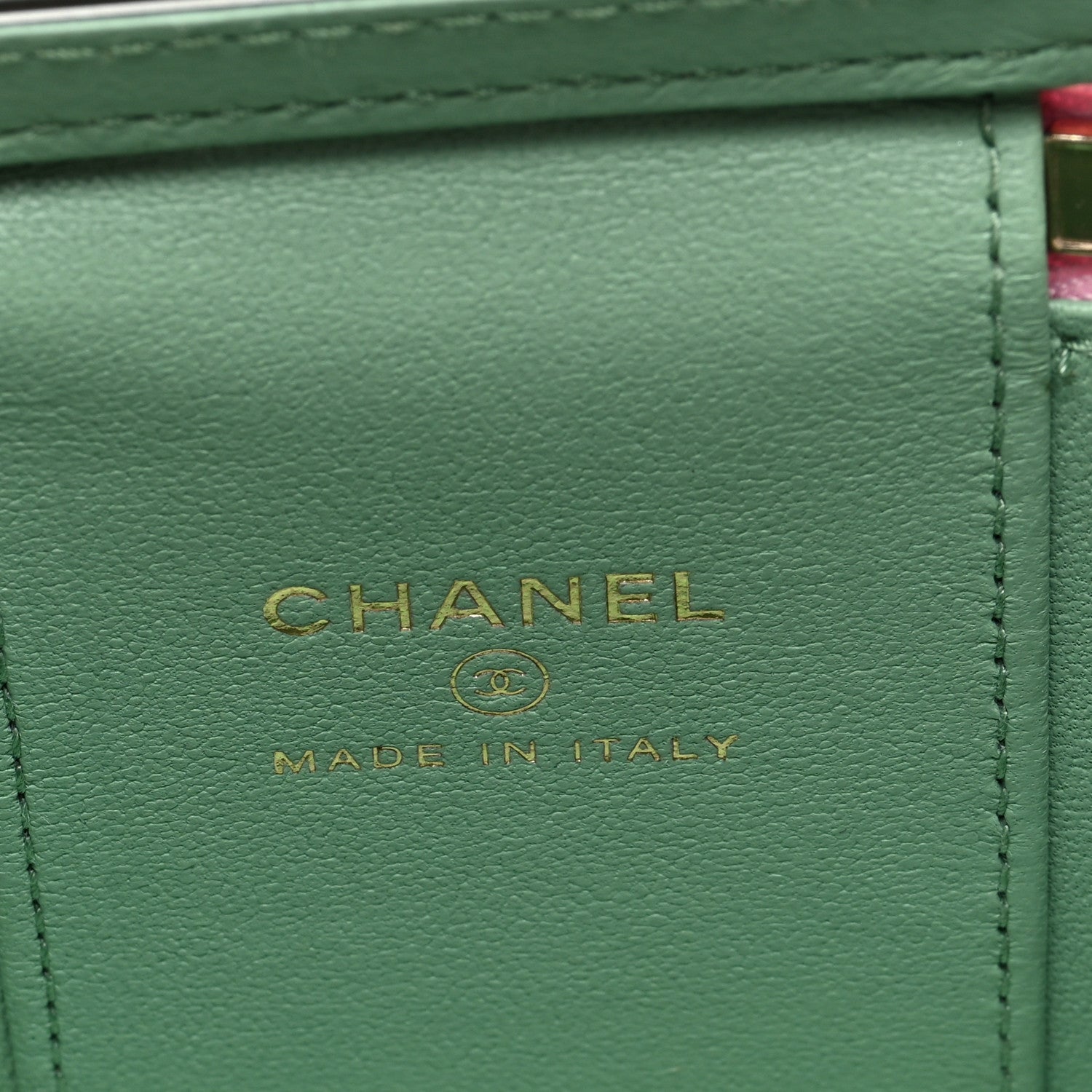 Chanel Lambskin Quilted Top Handle Mini Vanity Case With Chain Pink Green 6 of 10