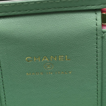 Chanel Lambskin Quilted Top Handle Mini Vanity Case With Chain Pink Green 6 of 10
