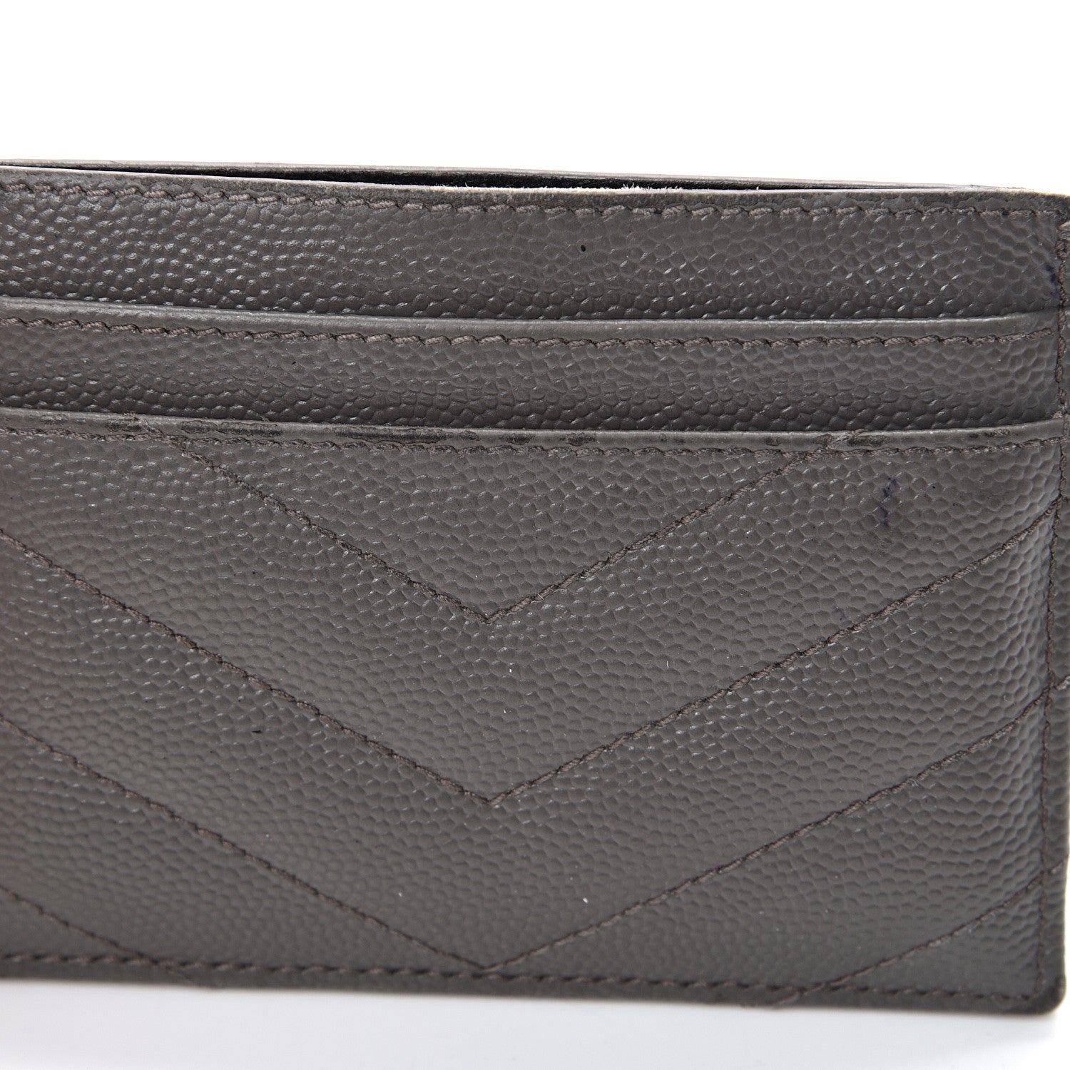 Saint Laurent Grain De Poudre Matelasse Chevron Monogram Card Case Coal 8 of 12