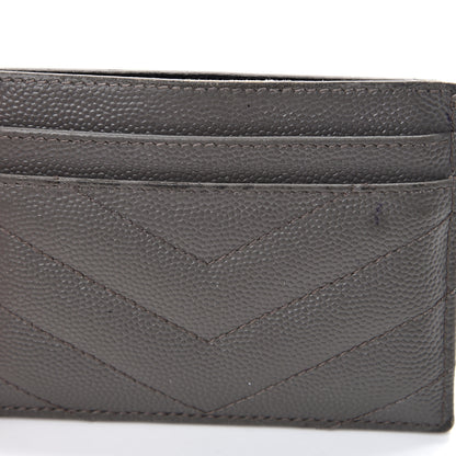 Saint Laurent Grain De Poudre Matelasse Chevron Monogram Card Case Coal 8 of 12