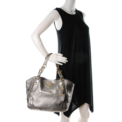 Prada Vitello Daino Shoulder Bag Acciaio 2 of 7