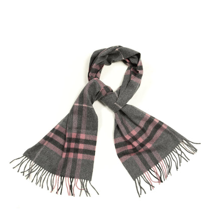 Burberry Cashmere Giant Check Fringe Scarf Antique Blush 1 of 4