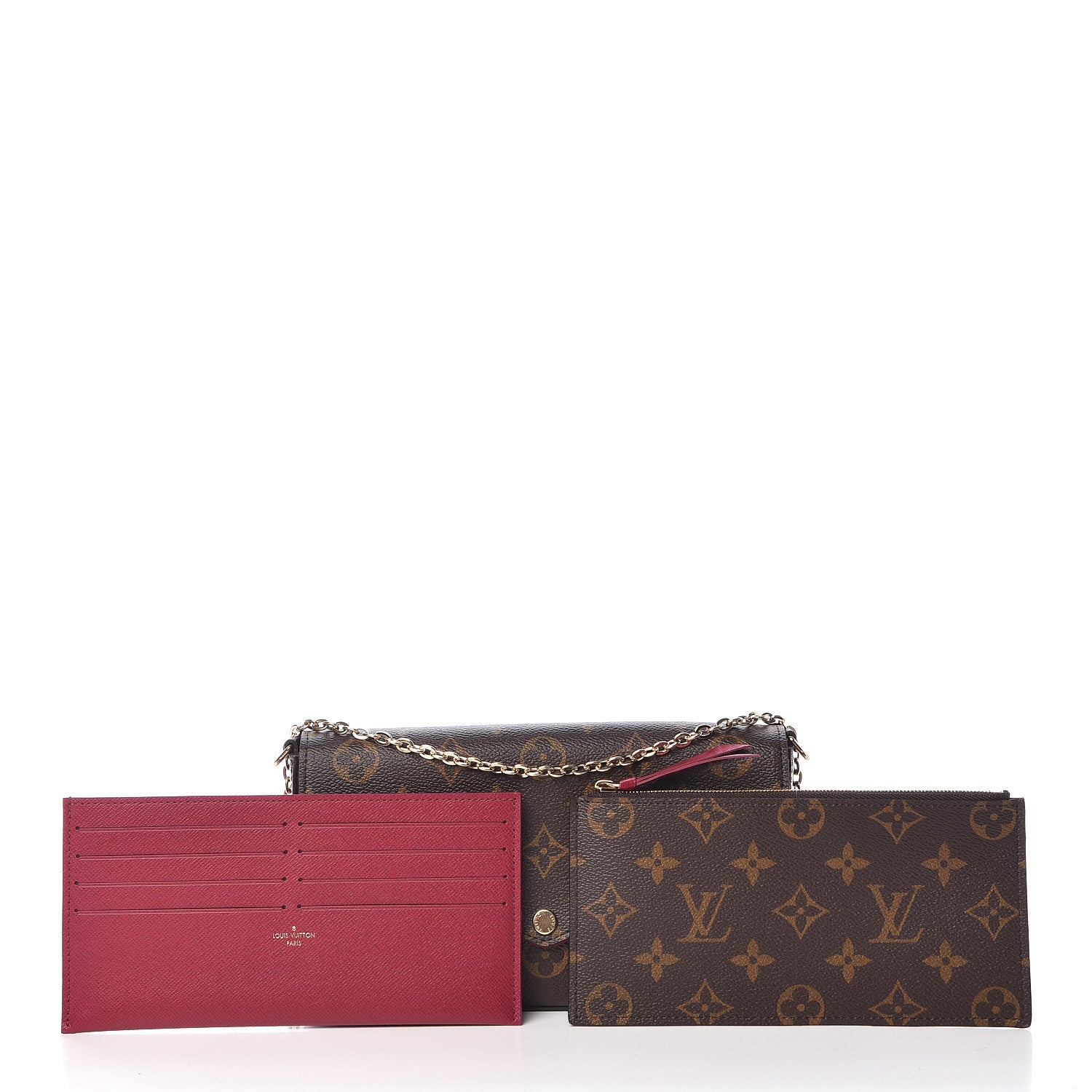 Louis Vuitton Monogram Pochette Felicie Chain Wallet Fuchsia 3 of 12