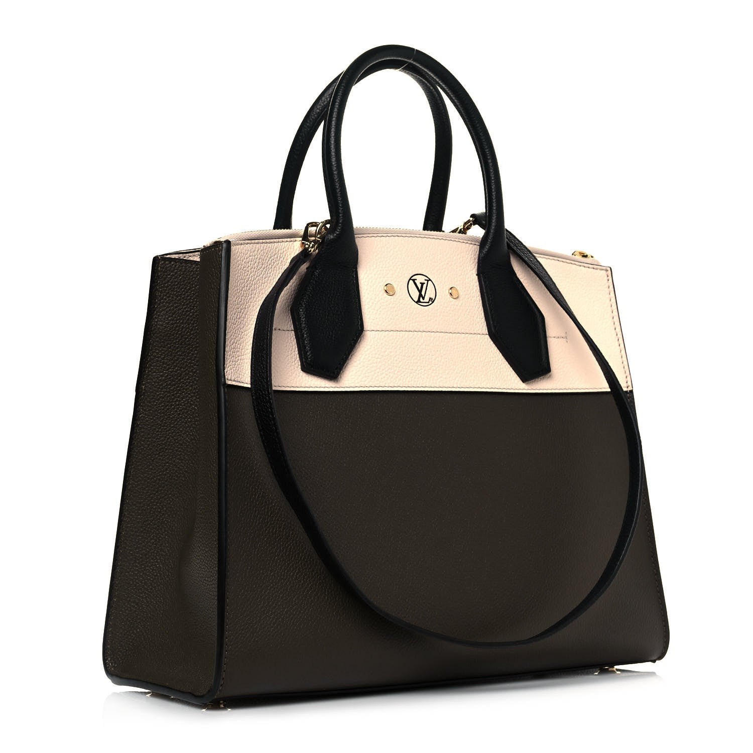 Louis Vuitton Taurillon City Steamer MM Kaki Creme Black 4 of 10
