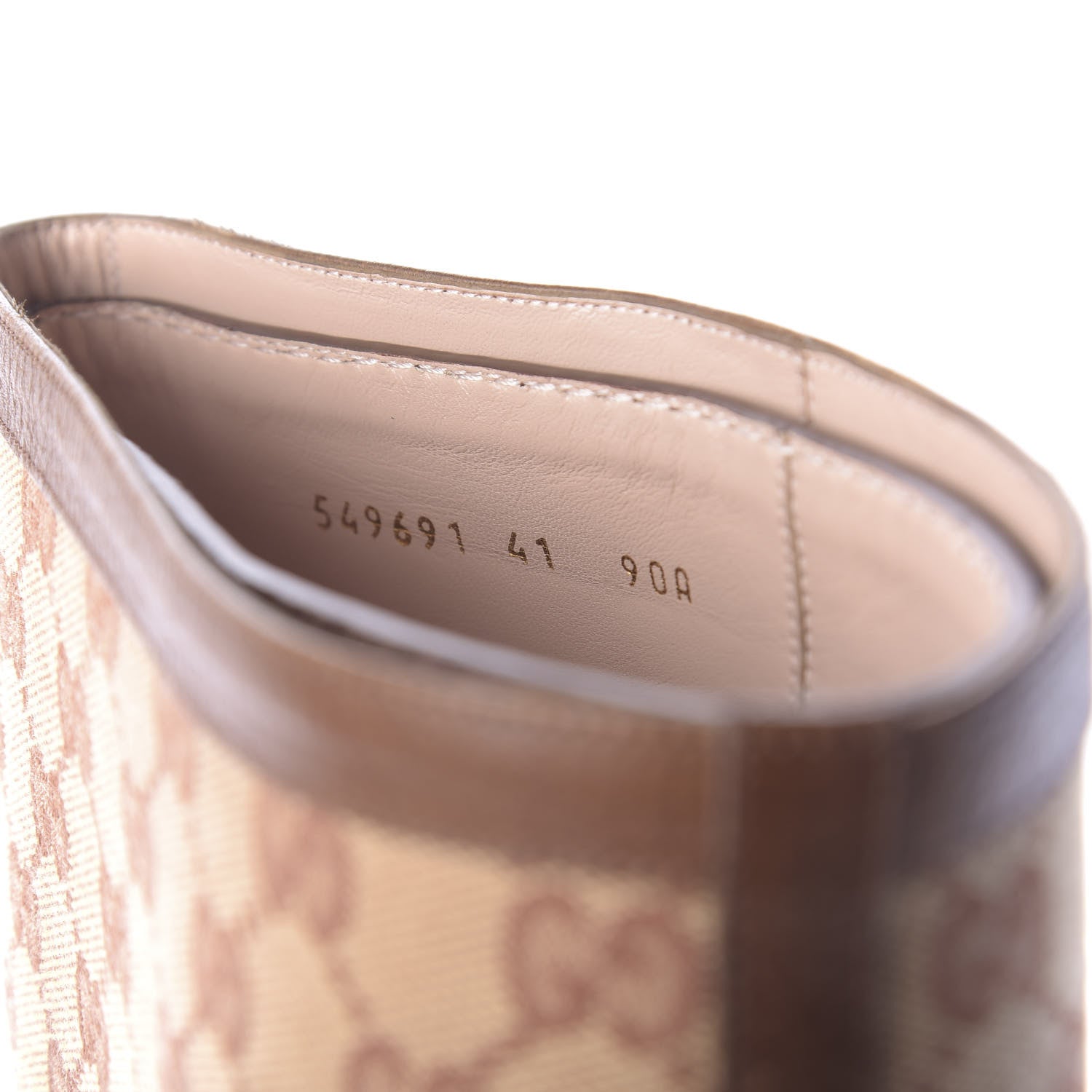 Gucci GG Monogram Calfskin Lola Tall Boots 41 Beige Ruggine Cuir 8 of 11