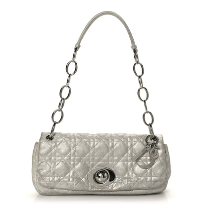 Christian Dior Metallic Lambskin Cannage Small Rendezvous Flap Silver 1 of 9