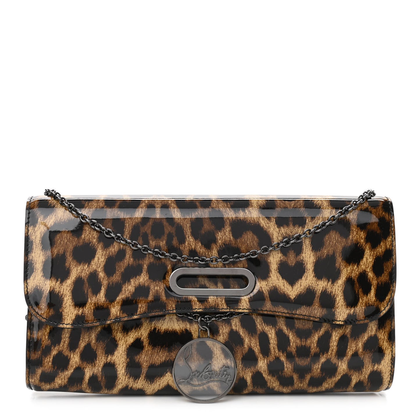 Patent Leopard Print Riviera Clutch