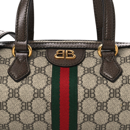 Gucci X BALENCIAGA BB Supreme Monogram Web Small Ophidia Boston Bag Beige New Acero 21 of 28