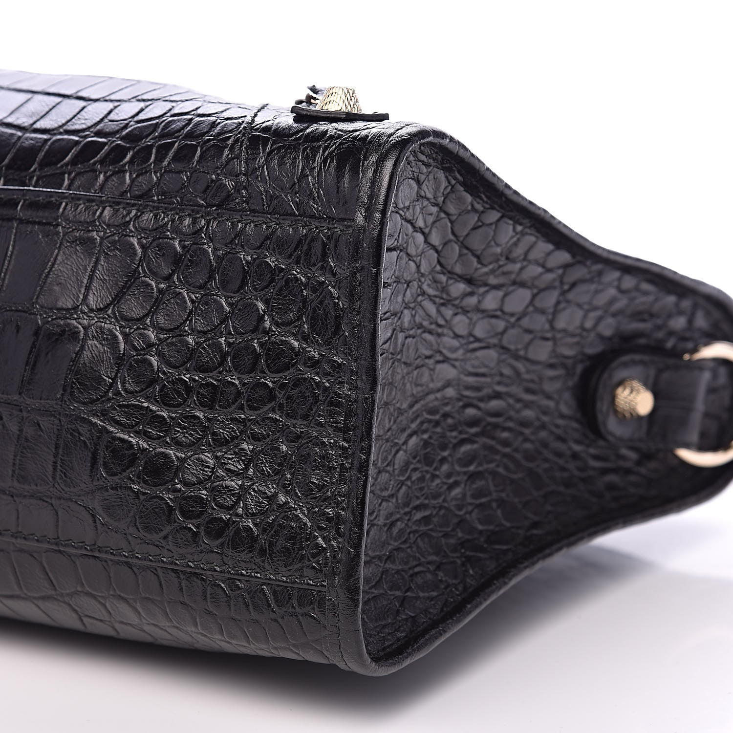 Balenciaga Calfskin Crocodile Embossed Giant 12 Gold Hardware City Black 9 of 9