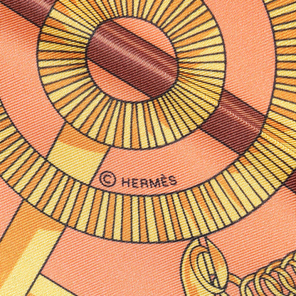 Hermes Silk Eperon D'Or Remix Maxi Twilly Orange Gris Or 5 of 5