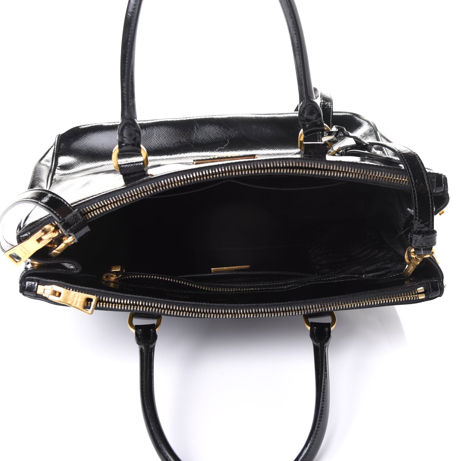 Prada Saffiano Vernice Medium Galleria Double Zip Tote Black 5 of 15