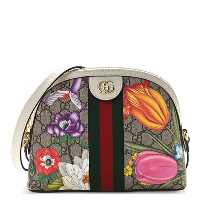 Gucci GG Supreme Monogram Flora Web GG Small Ophidia Dome Shoulder Bag White 1 of 9