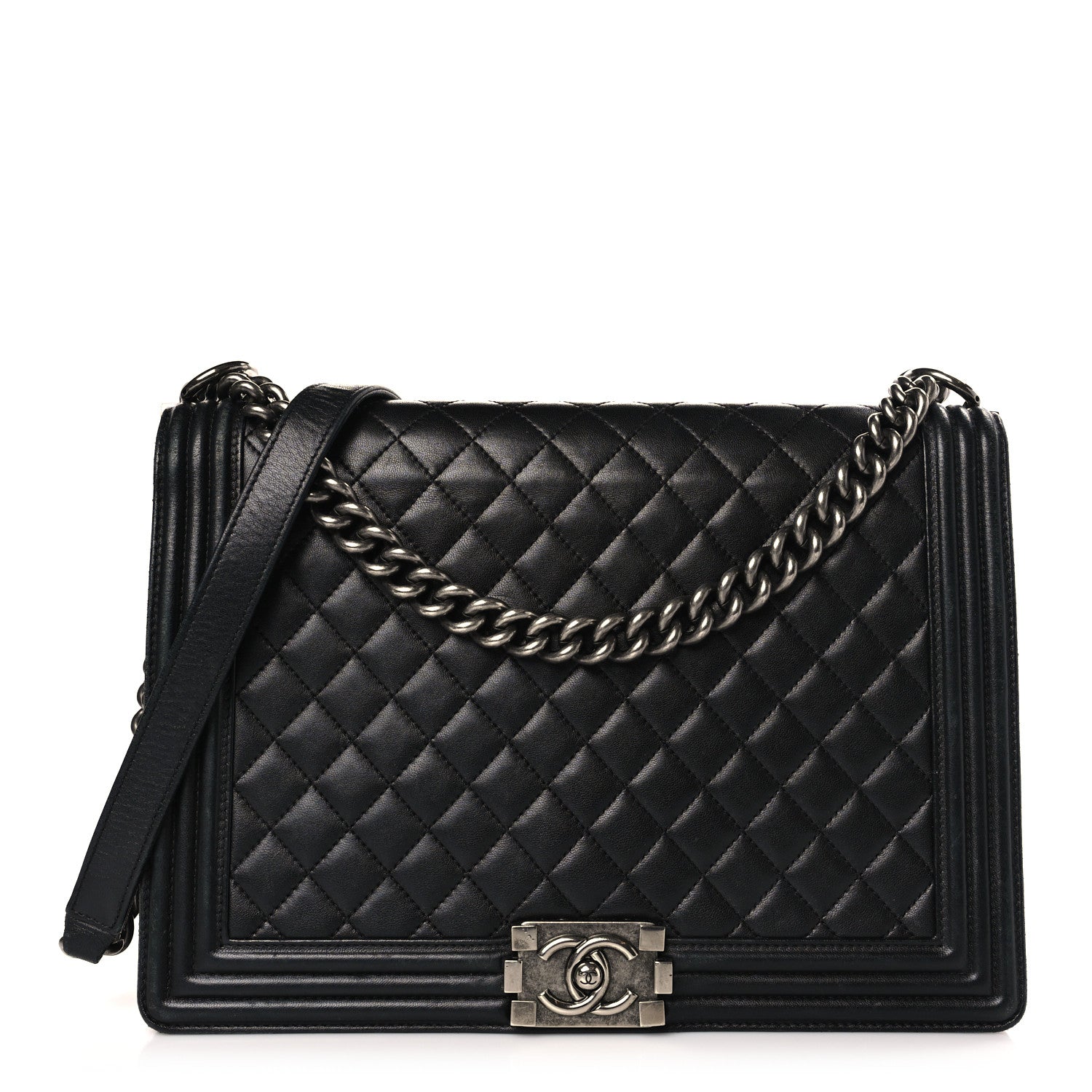 Chanel Lambskin Quilted Large Boy Flap Black 1 of 10