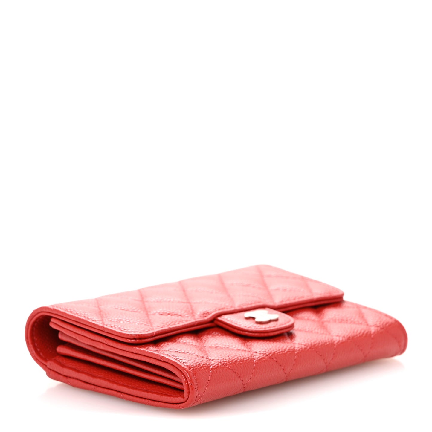 Caviar Quilted Medium Flap Wallet Red