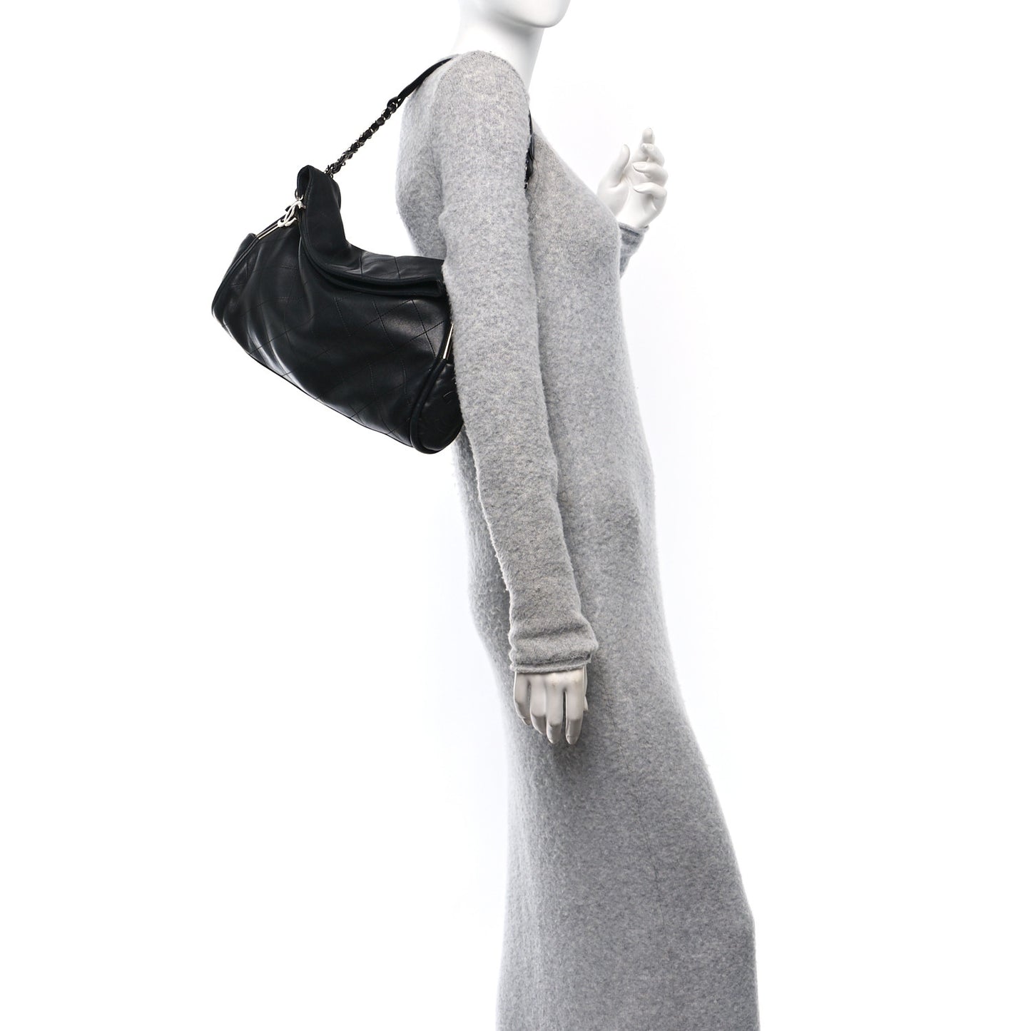 Lambskin Stitched Medium Ultimate Soft Tote Black