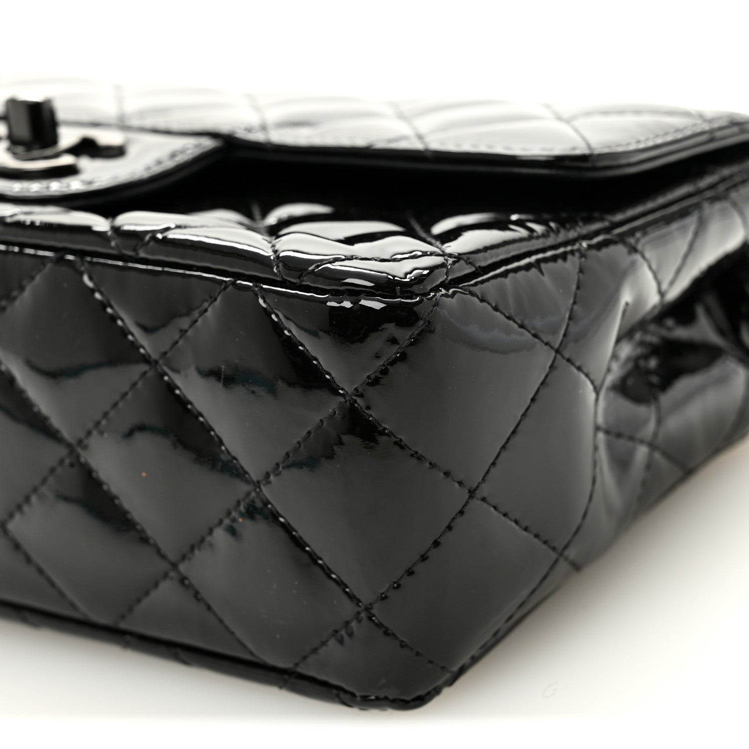 Chanel Patent Calfskin Quilted Mini Rectangular Flap So Black 10 of 10