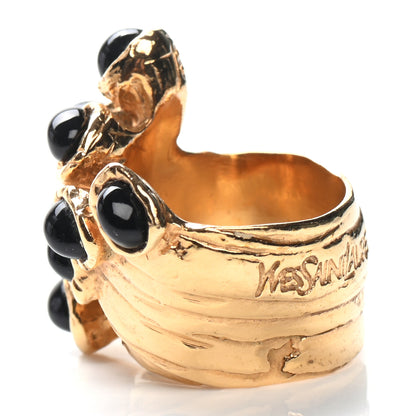 Saint Laurent Arty Dots Ring 8 Gold Black 3 of 4