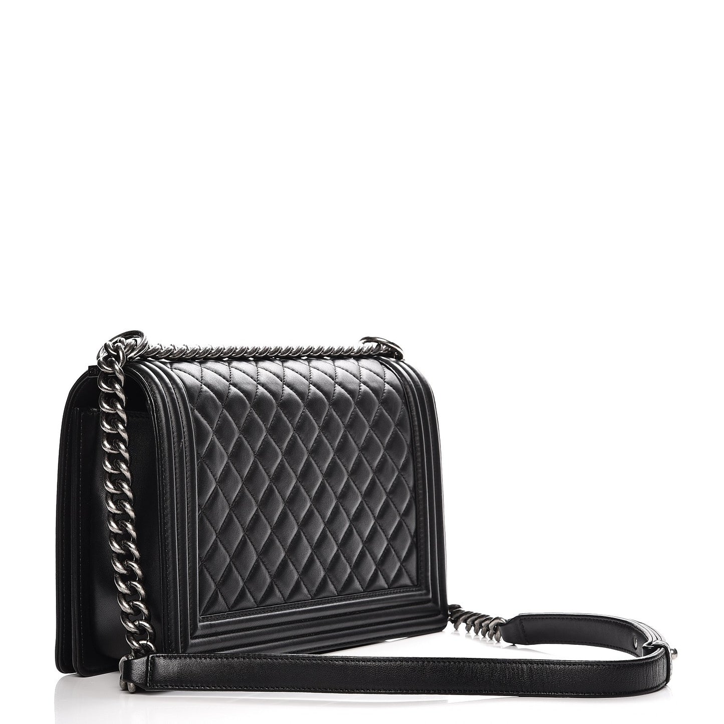 Lambskin Quilted New Medium Boy Flap Black