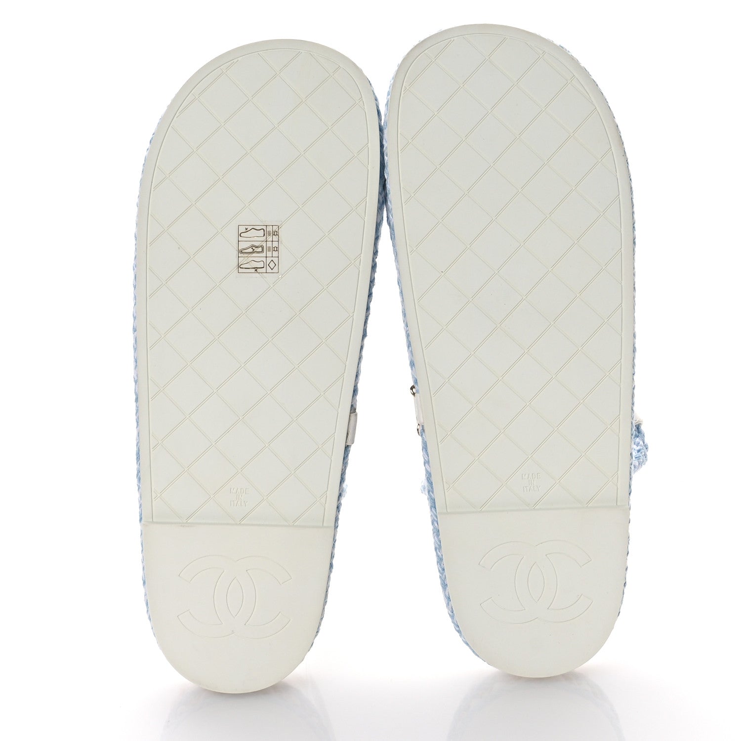 Chanel Lambskin Cord Chain CC Sandals 42 Blue White 6 of 8