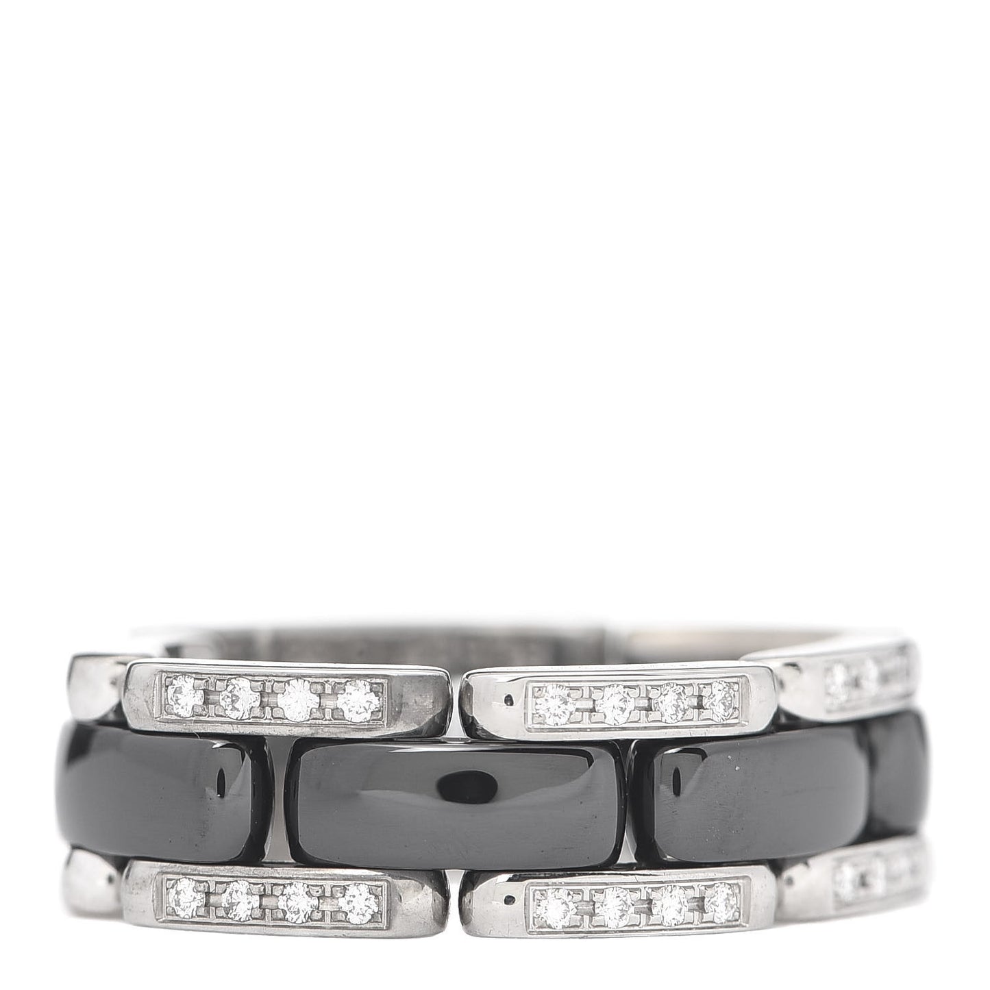 18K White Gold Ceramic Diamond Medium Ultra Ring Black 54 7