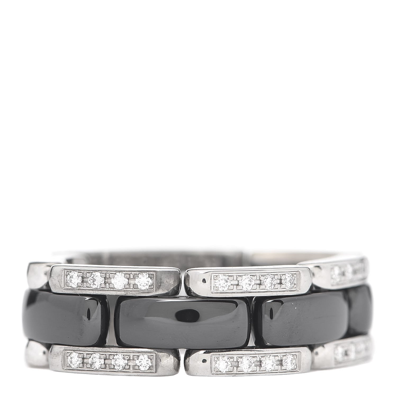 Chanel 18K White Gold Ceramic Diamond Medium Ultra Ring Black 54 7 1 of 4