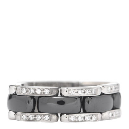 Chanel 18K White Gold Ceramic Diamond Medium Ultra Ring Black 54 7 1 of 4