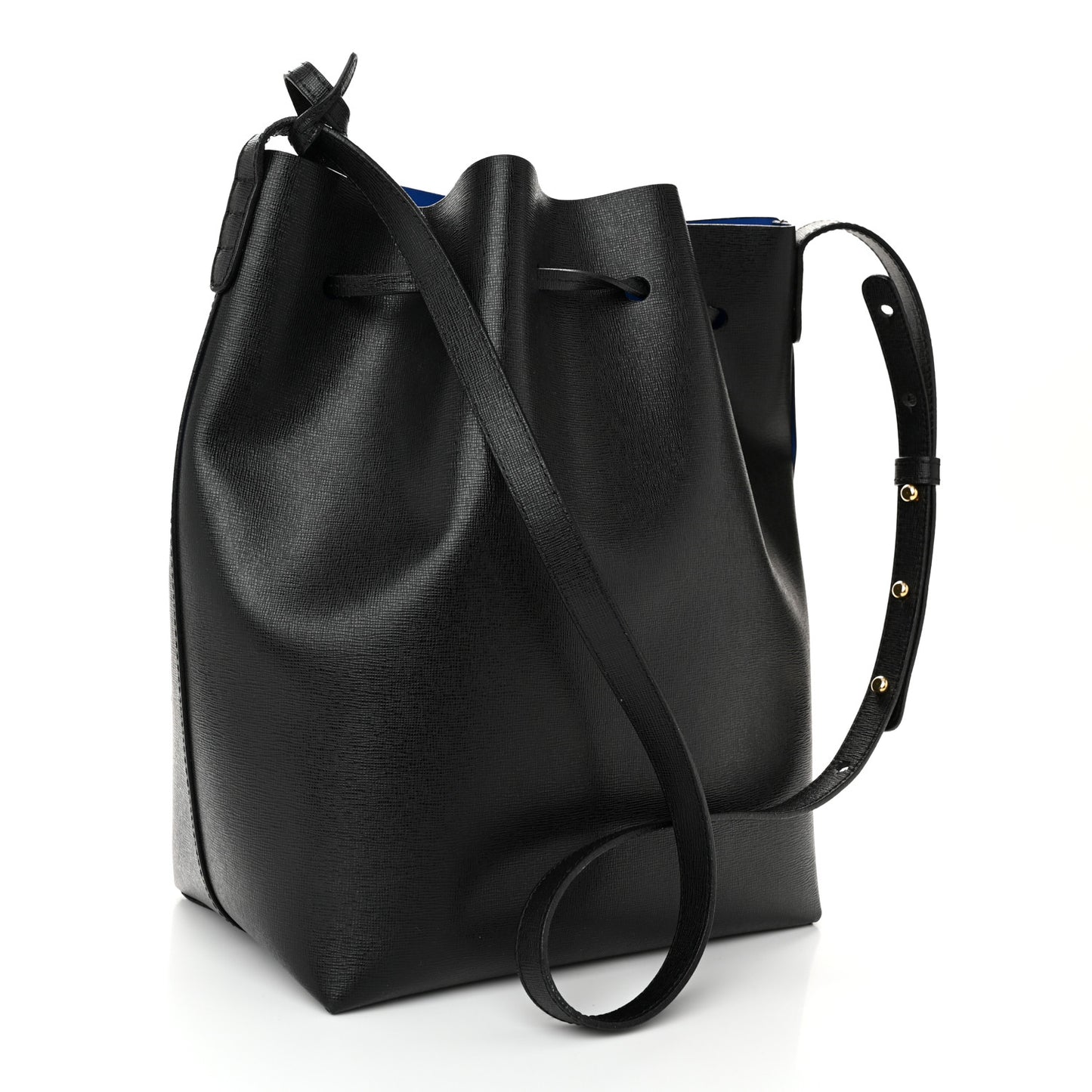 Calfskin Mini Bucket Bag Black Royal Blu
