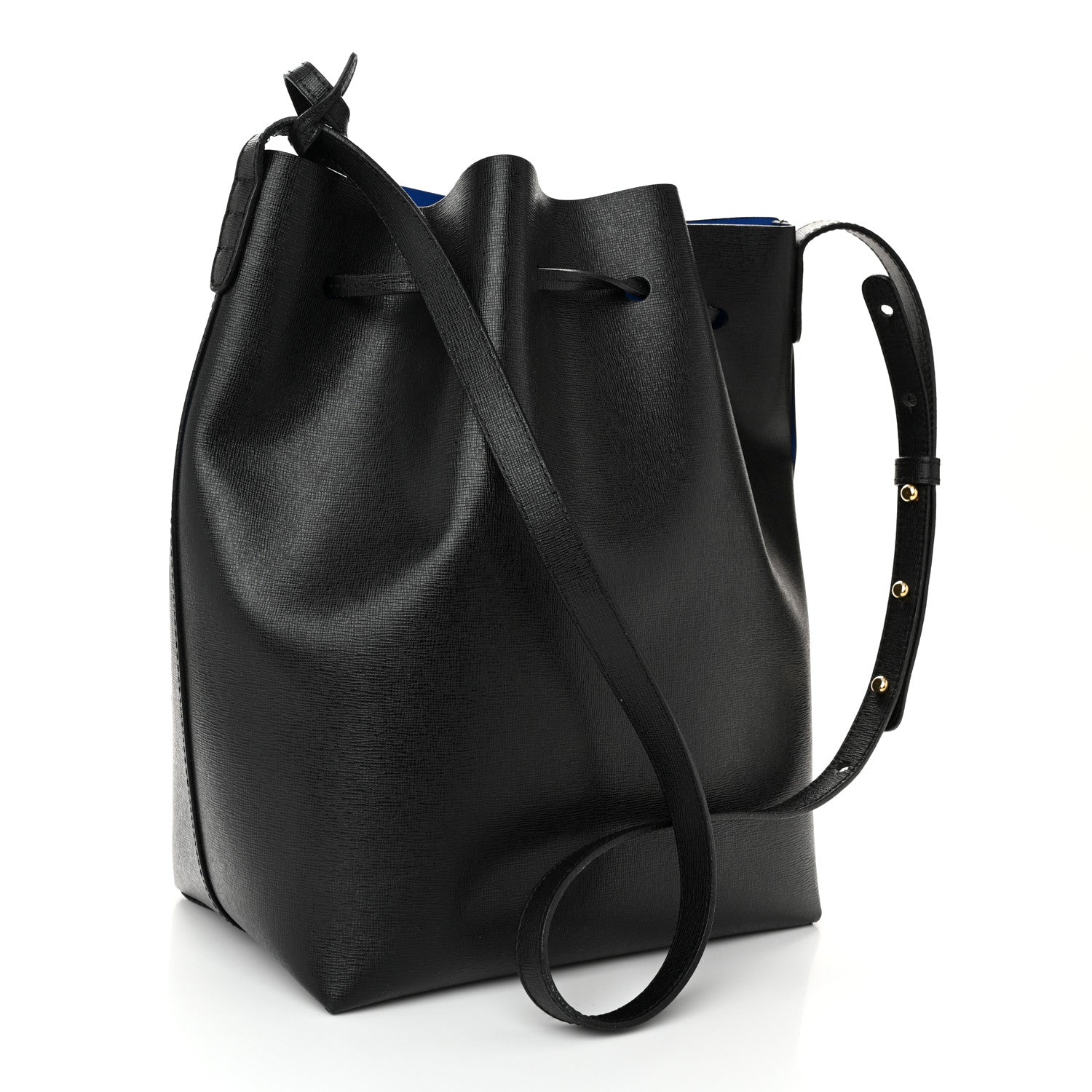 Mansur Gavriel Calfskin Mini Bucket Bag Black Royal Blu 4 of 12